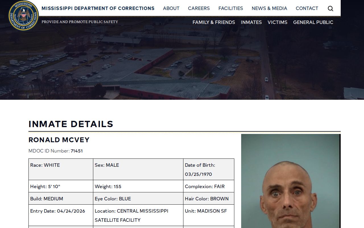 Leflore County MDOC projected release date field example