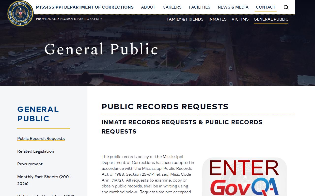MDOC public record route for Leflore County release photographs